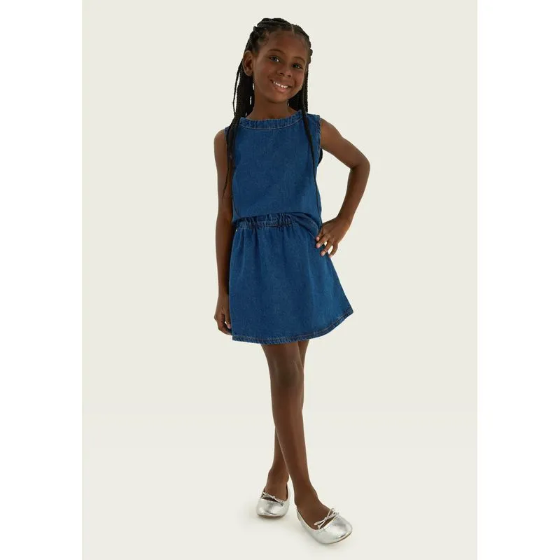 Shorts Infantil Menina Em Jeans Leve - Azul 008