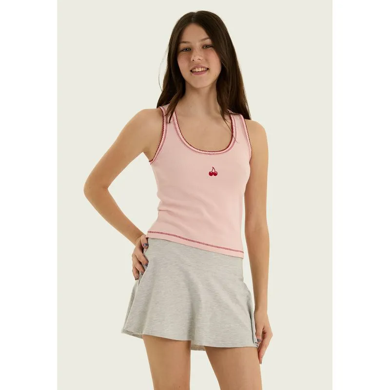 Regata Teen Em Ribana Com Bordado - Rosa XP