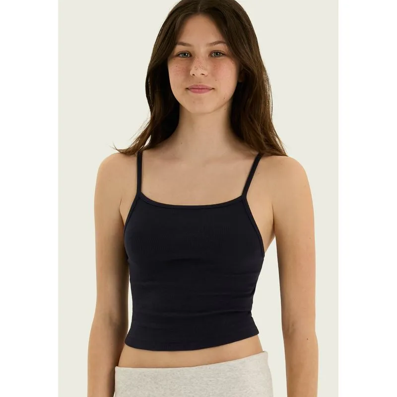 Regata Teen Cropped Canelada Decote Quadrado - Azul XP