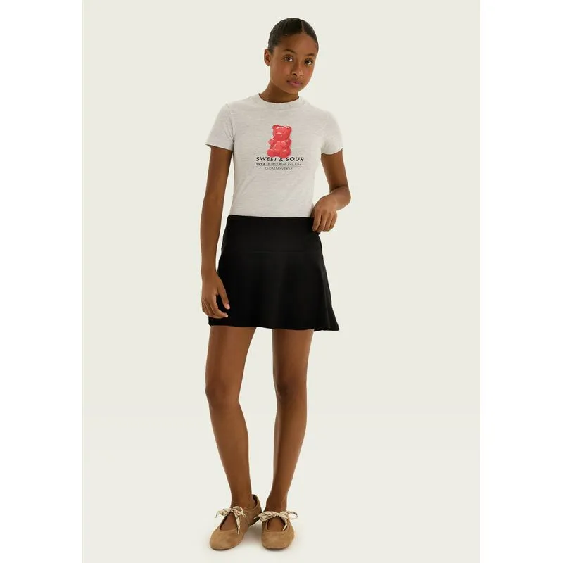 Shorts Saia Teen Evasê Em Malha - Preto 2XP