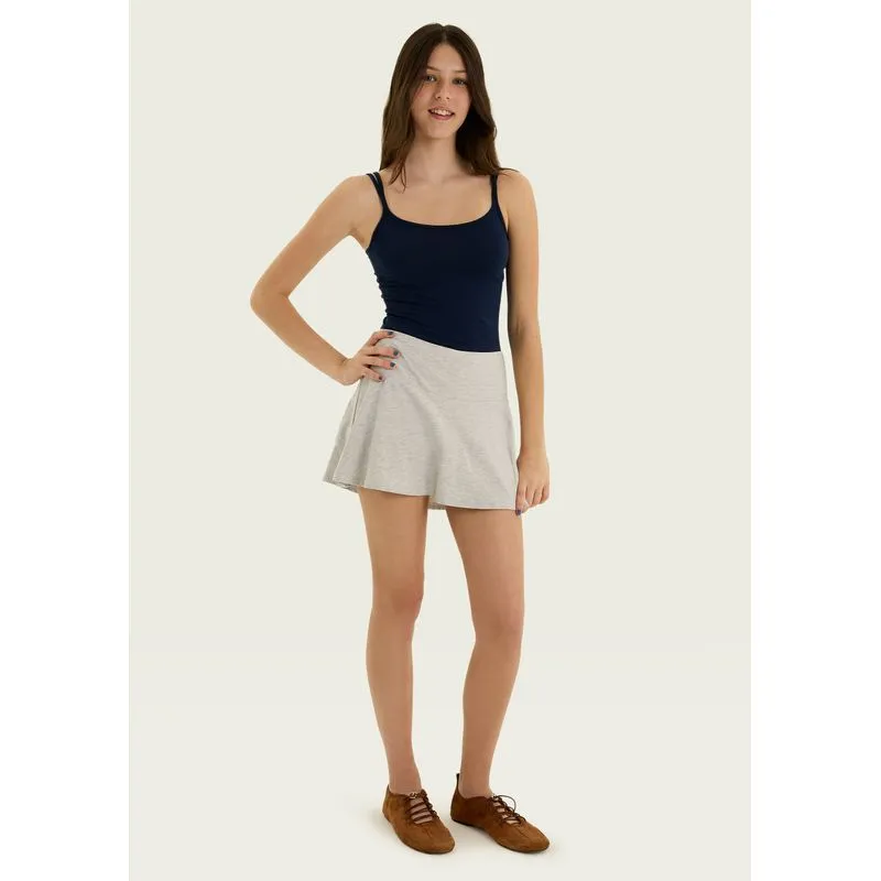 Shorts Saia Teen Evasê Em Malha - Cinza G