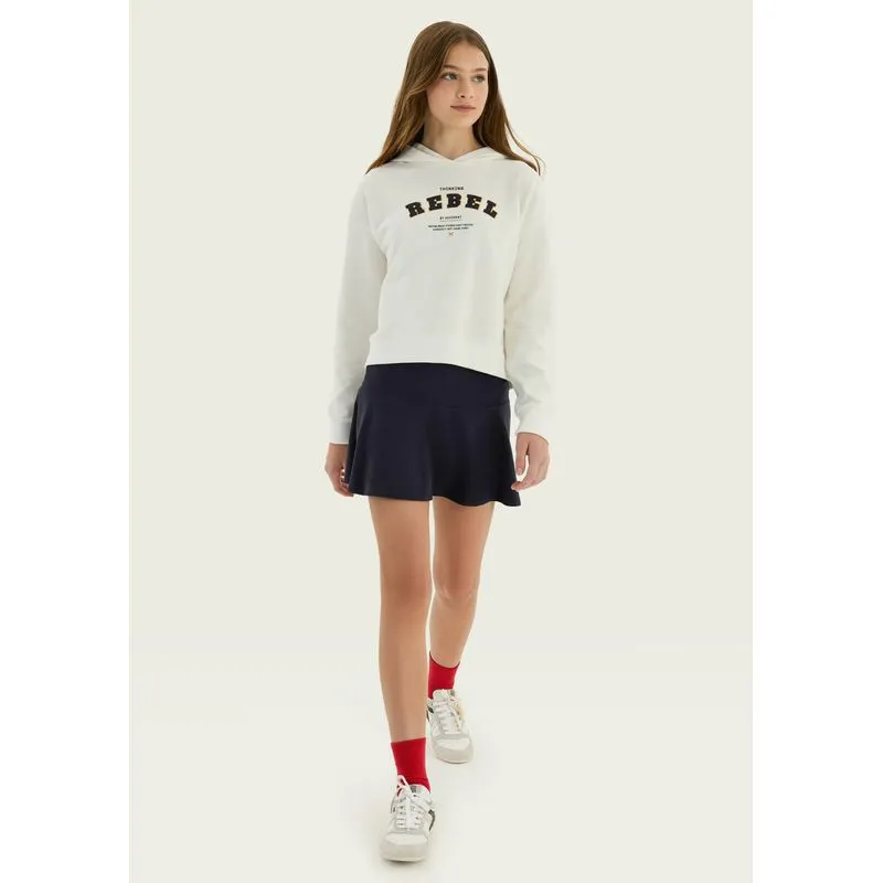 Shorts Saia Teen Evasê Em Malha - Azul P