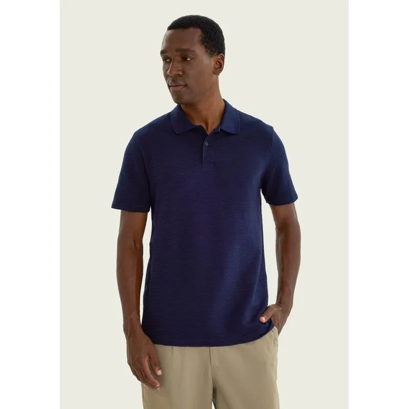 Polo Masculina Regular Texturizada - Azul XXG