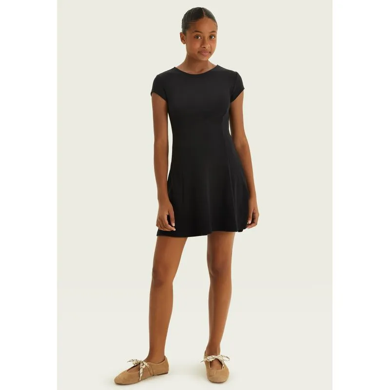 Vestido Curto Teen Evasê Em Interlock - Preto XP