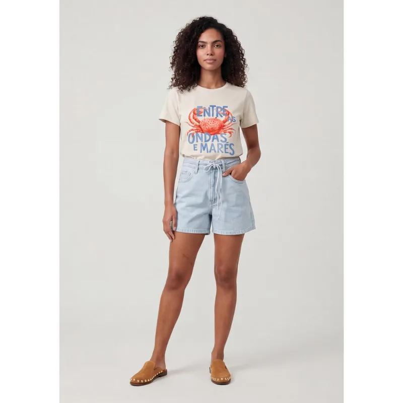 Shorts Jeans Feminino Mom Com Cinto - Azul 042