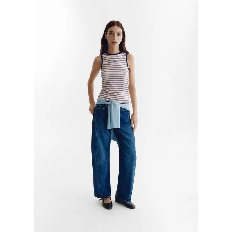 Regata Feminina Listrada Em Ribana Canelada - Off white M