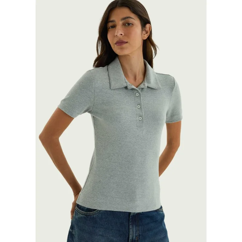 Polo Feminina Em Ribana Ultra Soft - Azul XG