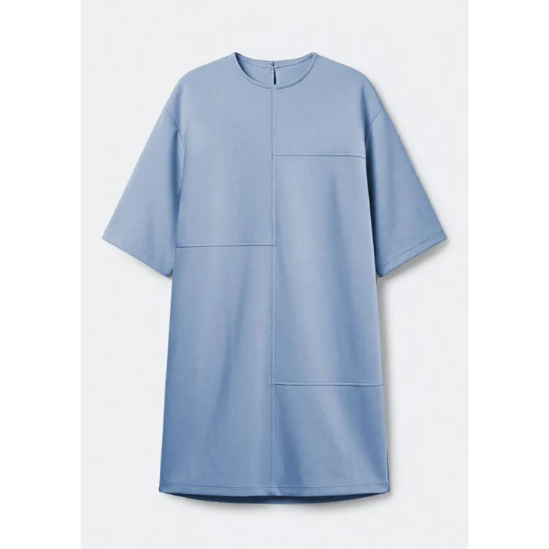 Vestido Curto Reto Em Viscose - Azul M