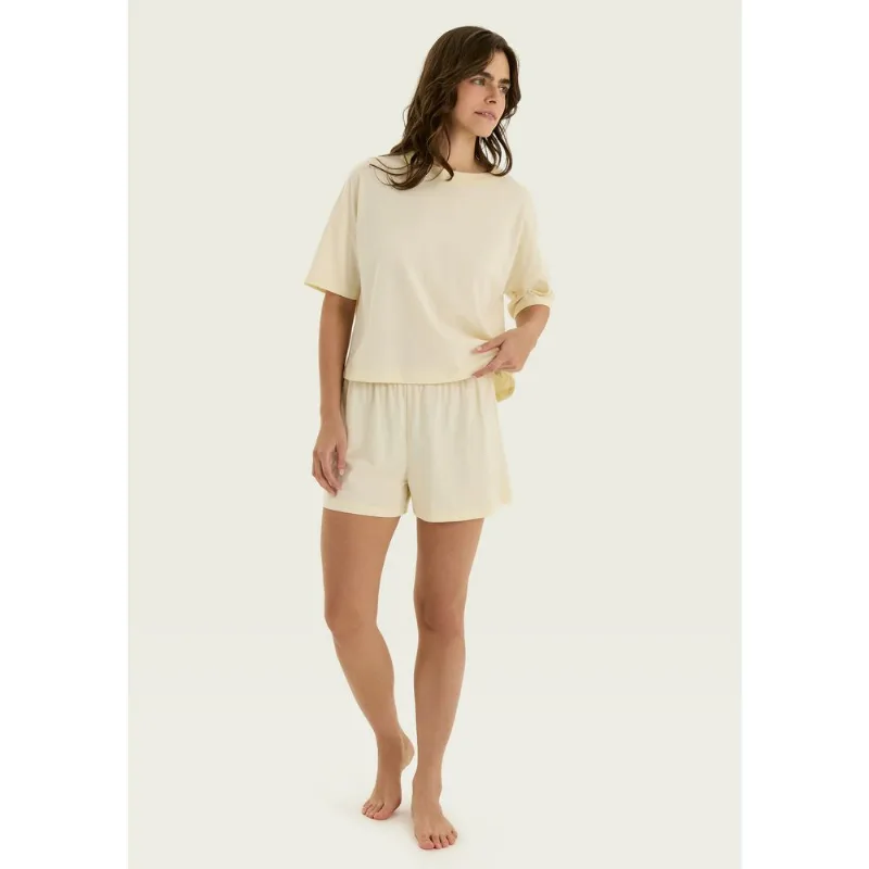 Pijama Curto Feminino Premium - Creme G
