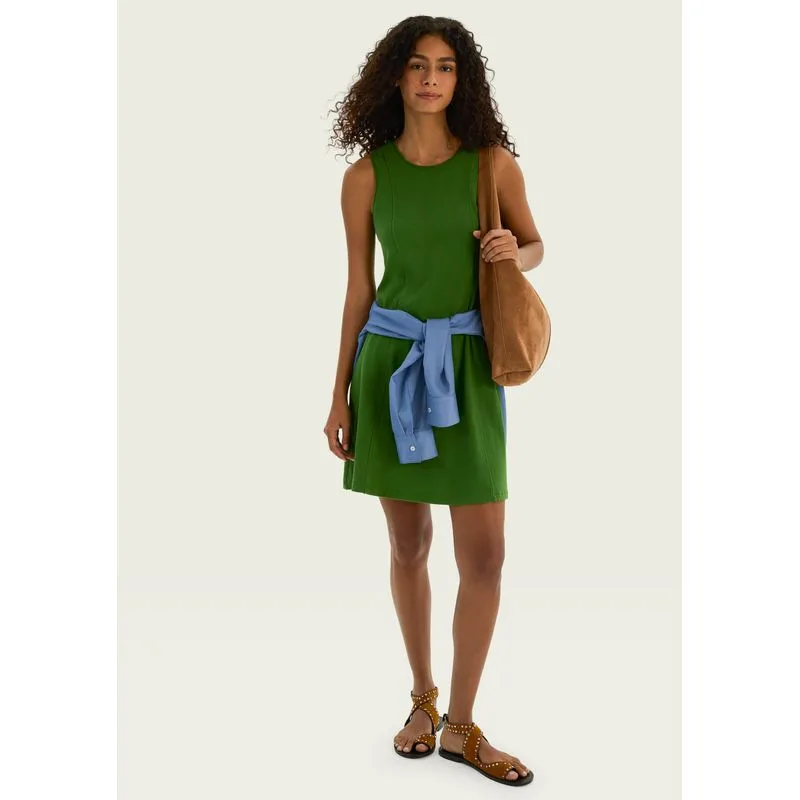 Vestido Curto Evasê Em Malha Binada - Verde G