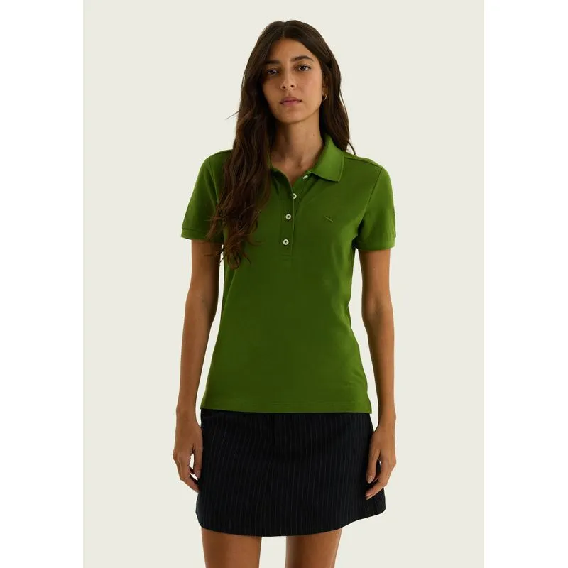 Polo Feminina Bordada Em Malha Piquet - Verde XG