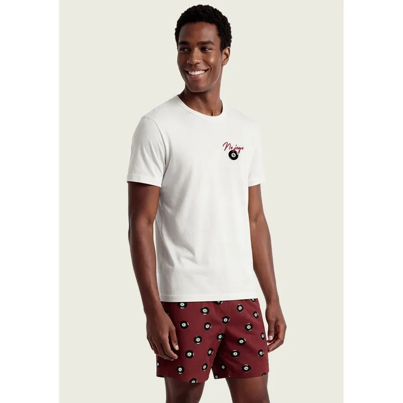 Pijama Curto Masculino Estampado - Off white P