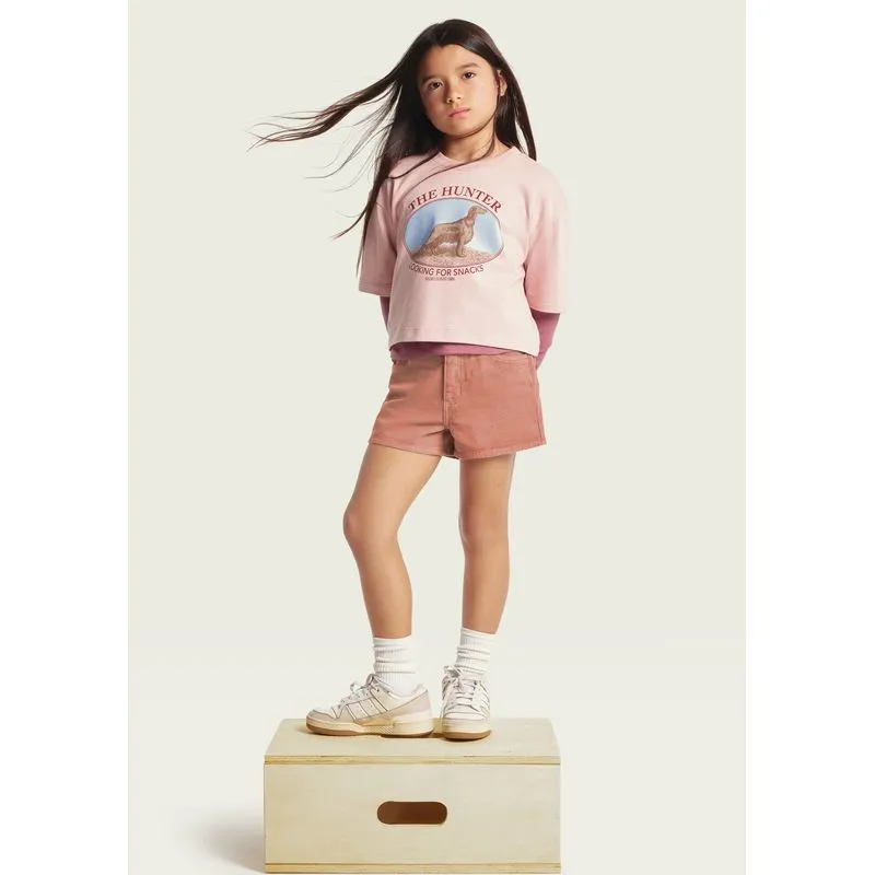 Shorts Infantil Menina Reto Em Sarja - Rosa 006