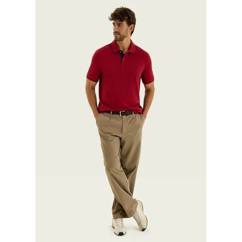 Camisa Polo Básica Masculina Em Piquet Com Bordado - Vermelho M