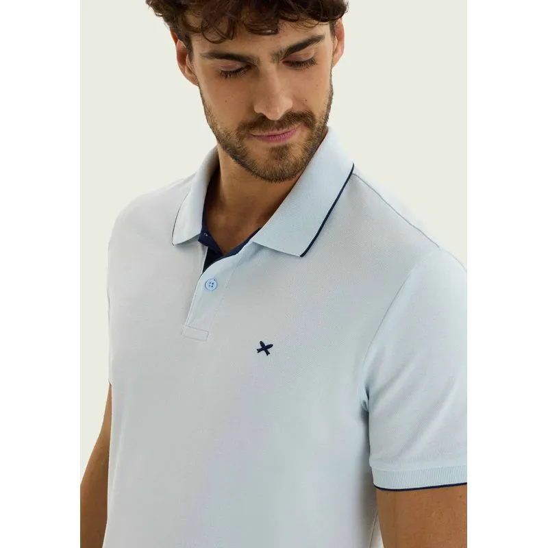 Camisa Polo Básica Masculina Em Piquet Com Bordado - Azul XG