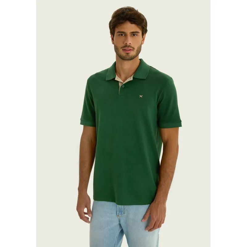 Camisa Polo Básica Masculina Em Piquet Com Bordado - Verde XXG
