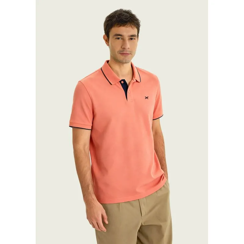 Camisa Polo Básica Masculina Em Piquet Com Bordado - Laranja M
