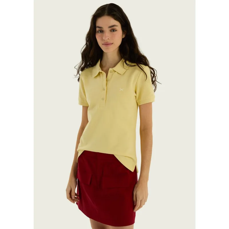 Polo Feminina Bordada Em Malha Piquet - Amarelo G