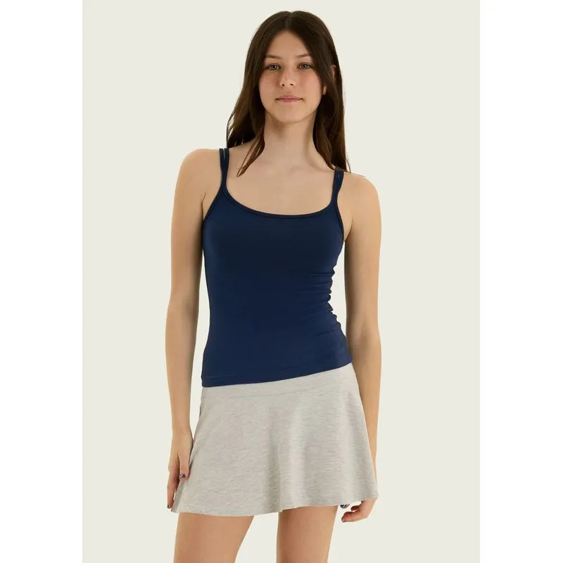 Regata Teen Alças Finas Com Elastano - Azul XP