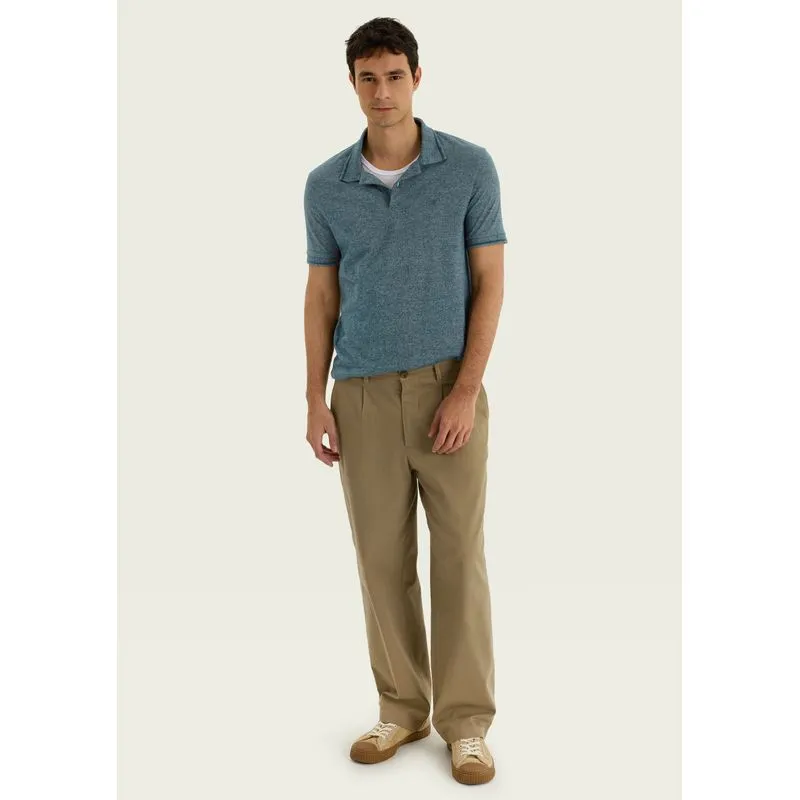 Camisa Polo Básica Masculina Em Malha Texturizada - Azul G