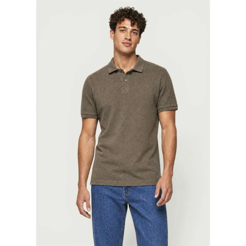 Polo Masculina Manga Curta Espinha De Peixe - Marrom XXG