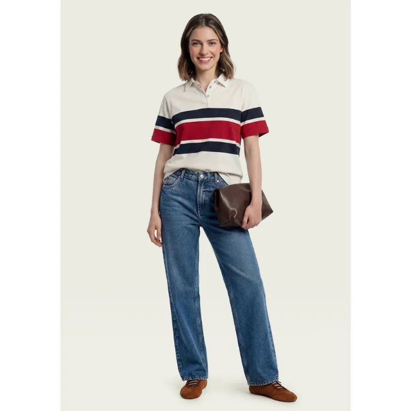 Polo Feminina Manga Curta Listrada - Off white M