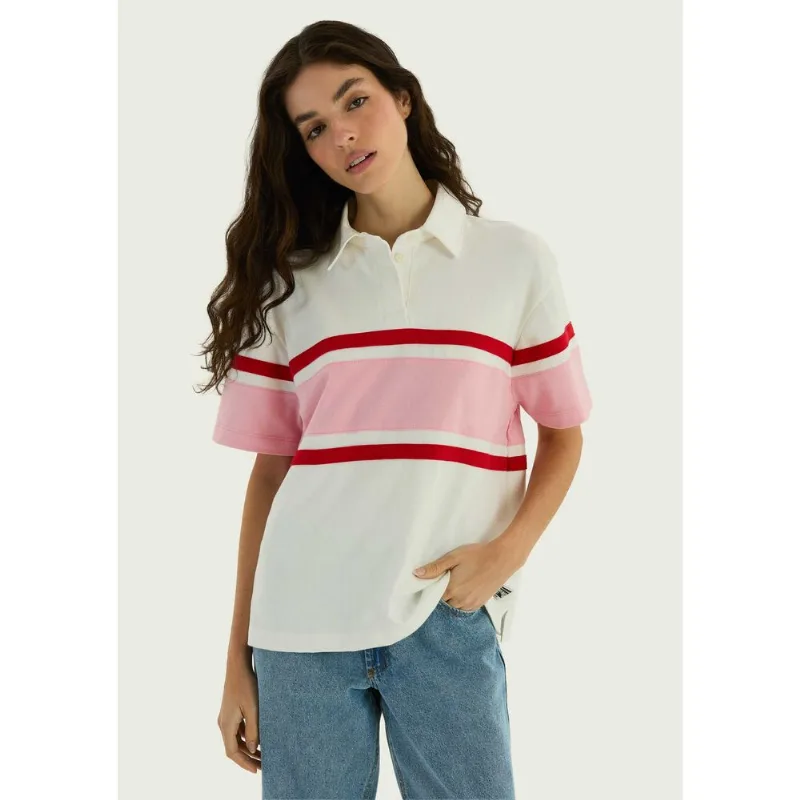 Polo Feminina Manga Curta Listrada - Off white M