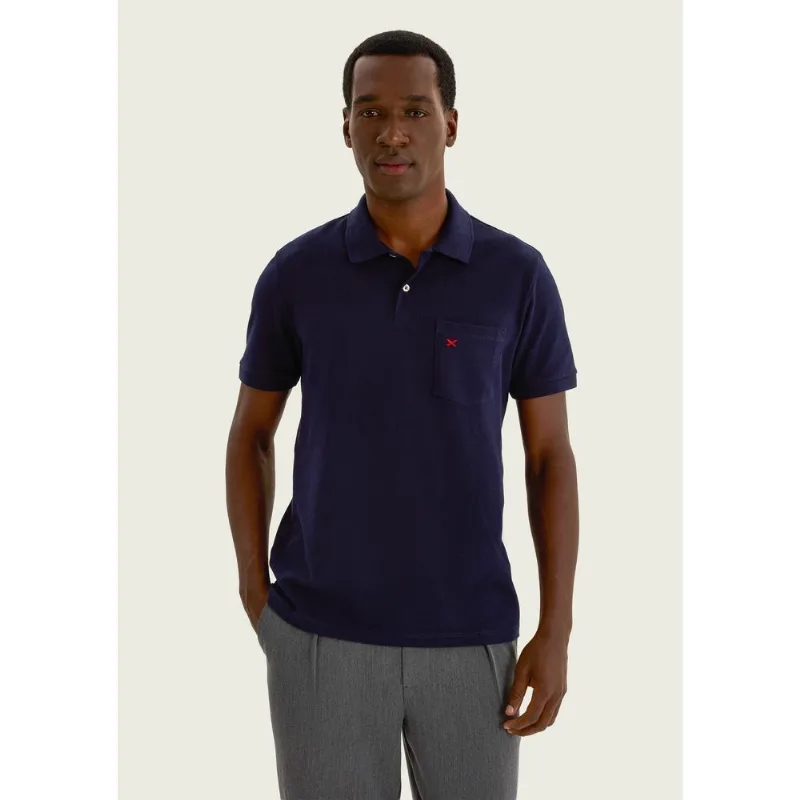 Camisa Polo Masculina Com Bordado - Azul XG