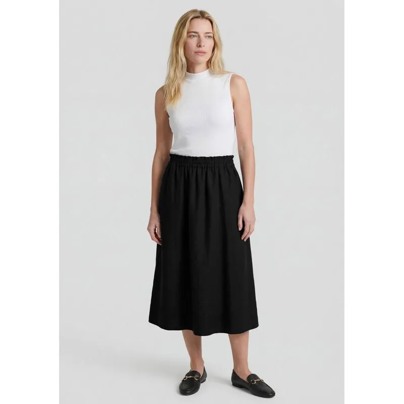 Saia Midi Godê Em Tricoline - Preto XG