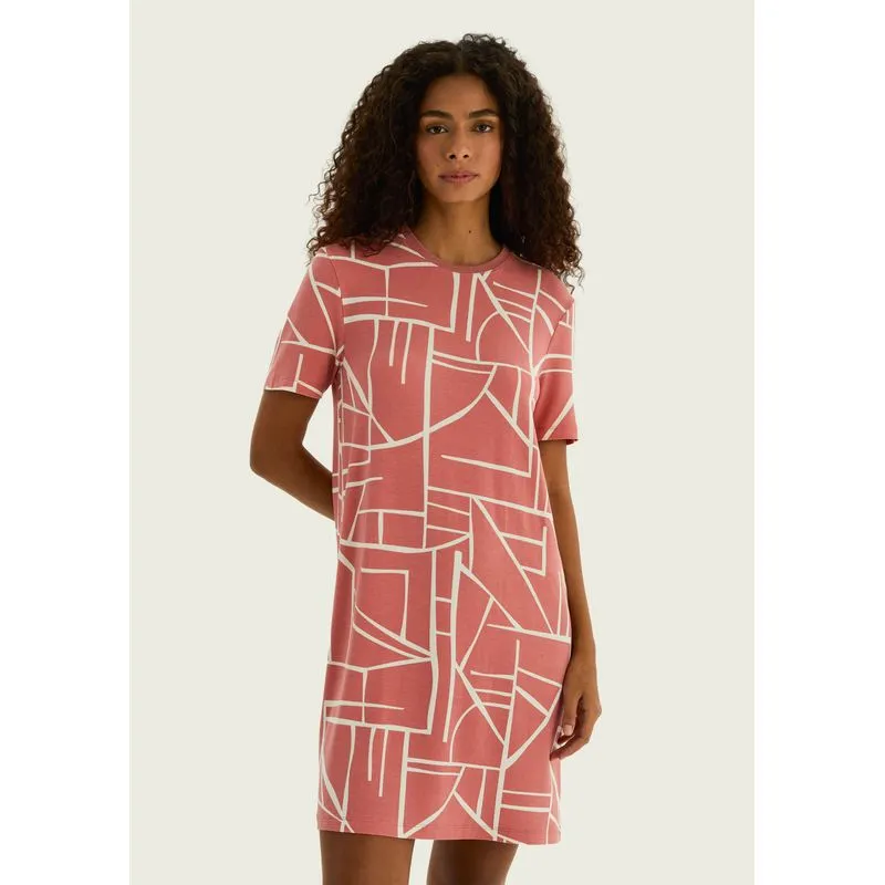Vestido Curto Estampado Em Viscose - Rosa M