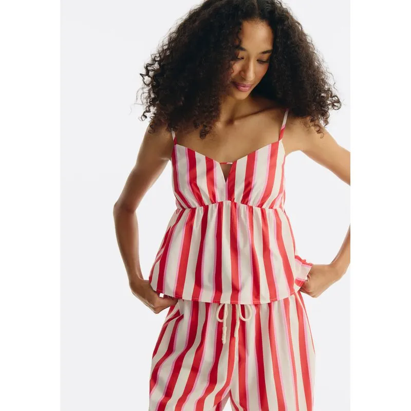 Regata Feminina Estampada Evasê Com Lastex - Vermelho XG