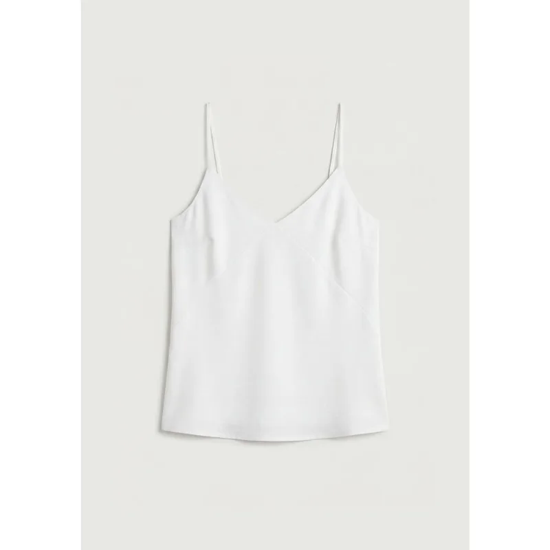 Regata Feminina Alças Finas Decote V - Off white XP