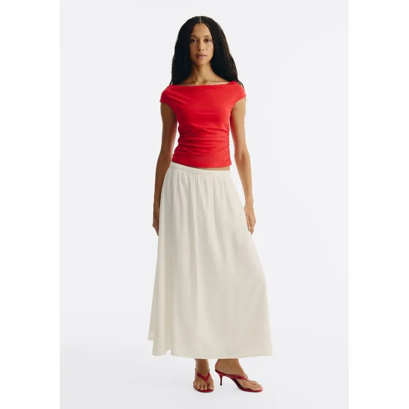 Saia Midi Evasê Em Tecido De Algodão - Off white P