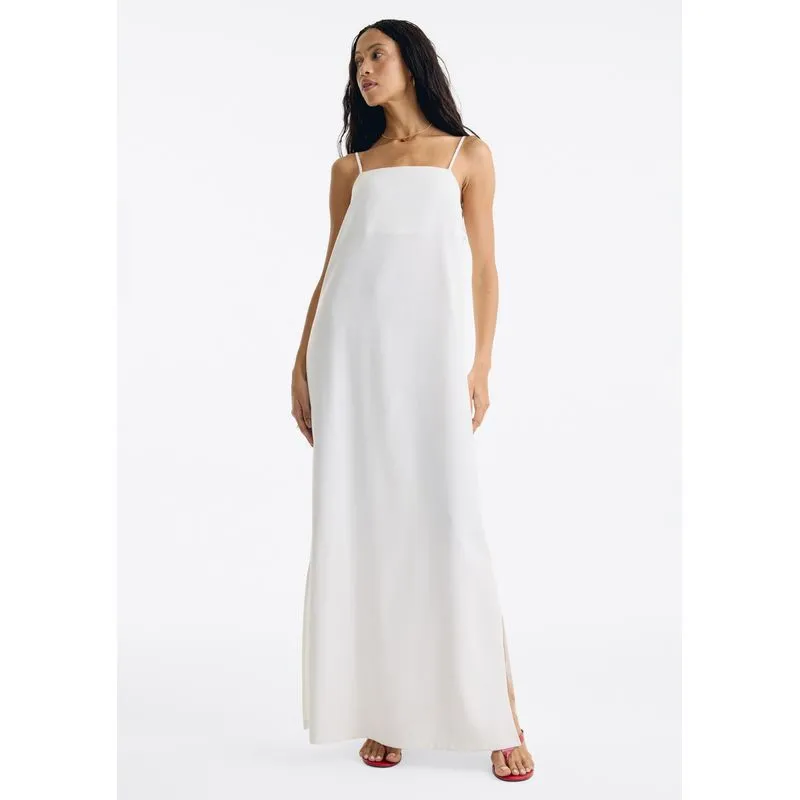 Vestido Midi Alças Finas Em Peach Touch - Off white G