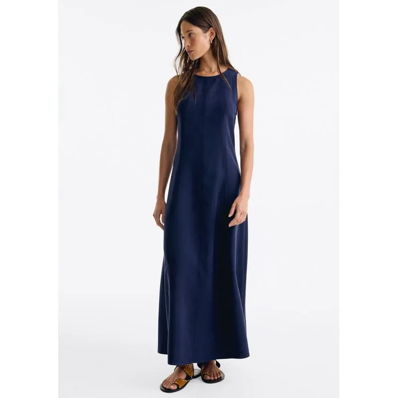 Vestido Midi Trapézio Em Viscose - Azul XG
