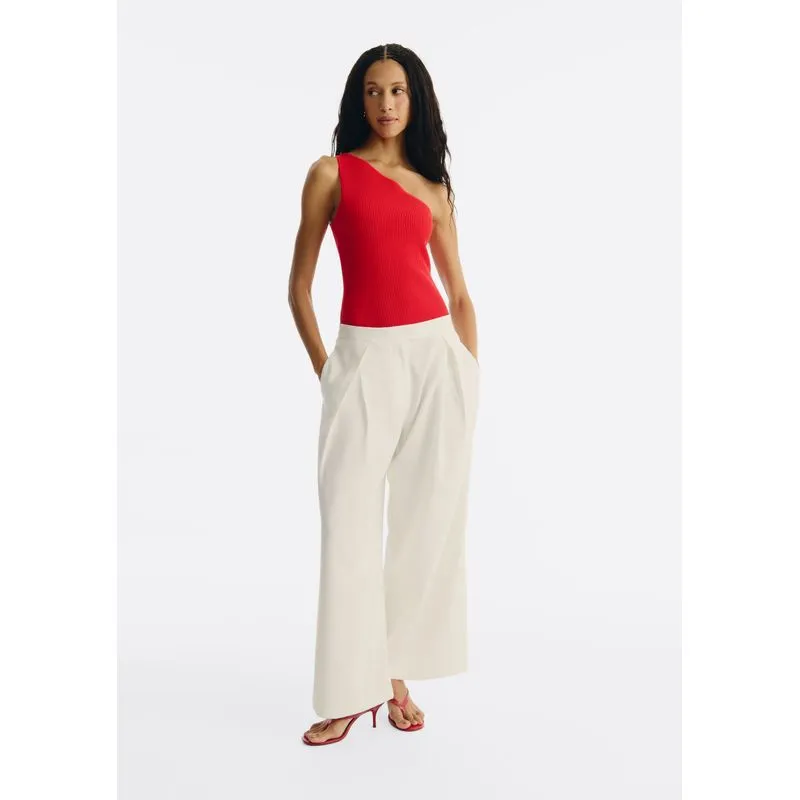 Calça Feminina Wide Leg Em Alfaiataria Cintura Alta - Off white 038