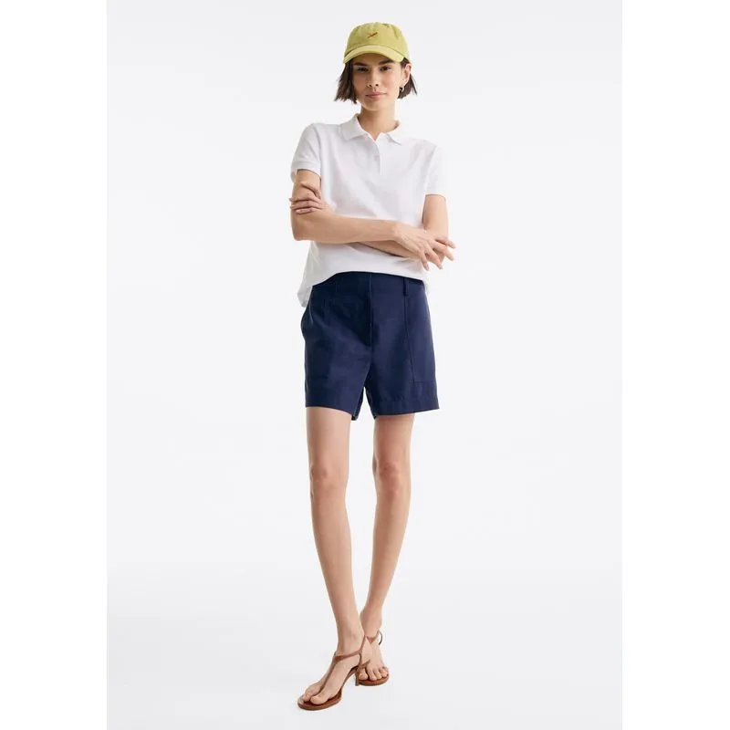 Shorts Feminino Reto Em Peach Touch - Azul 046