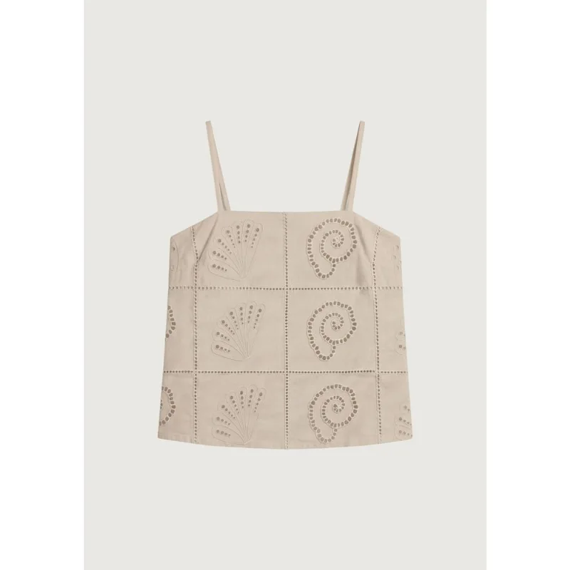 Regata Feminina Em Laise De Conchas - Off white XG