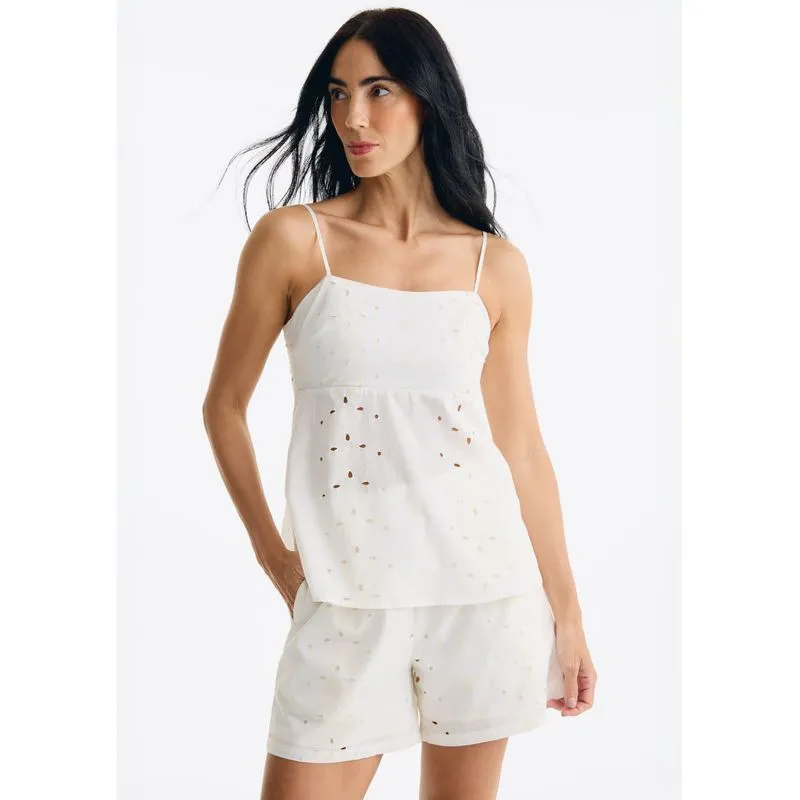 Regata Feminina Evasê Em Laise - Off white XG