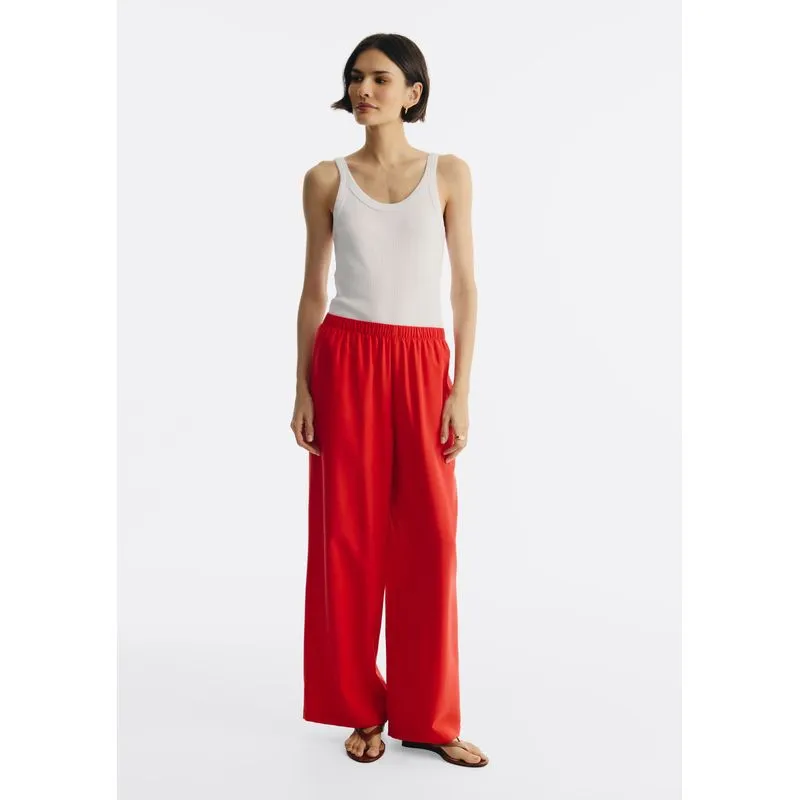 Calça Feminina Reta Em Peach Touch - Vermelho G