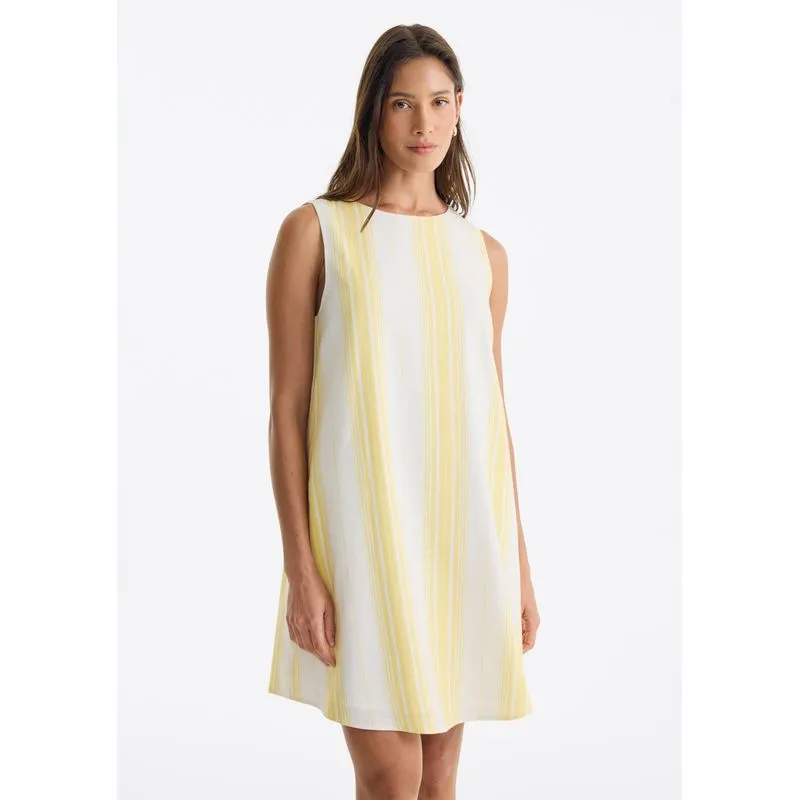 Vestido Curto Trapézio Listrado - Amarelo XP