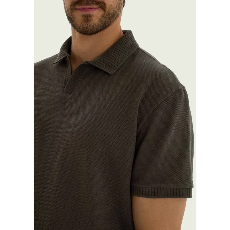 Camisa Polo Masculina Manga Curta Texturizada - Verde XXG