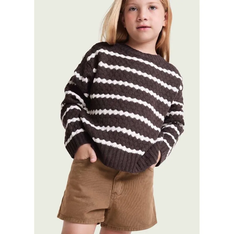 Shorts Infantil Menina Reto Em Sarja - Bege 004