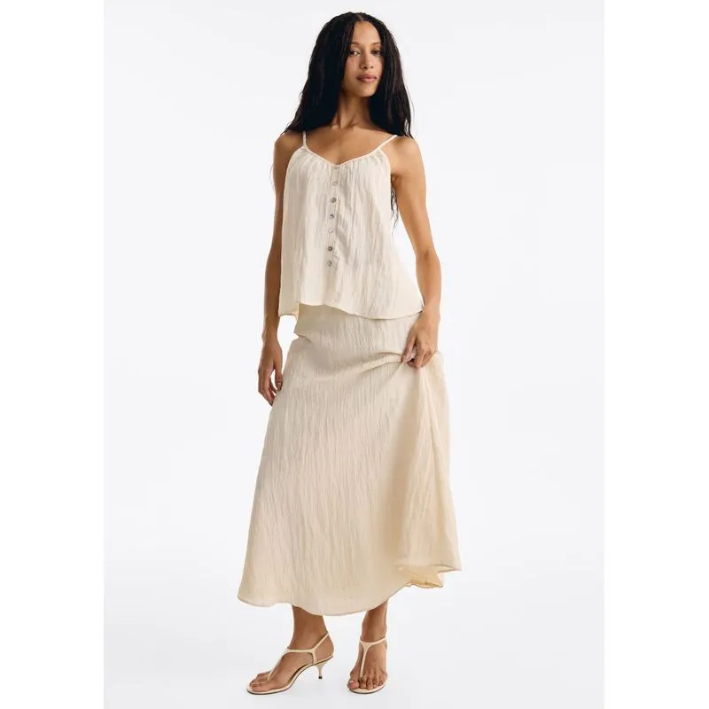 Regata Feminina Decote V Texturizada - Creme XP