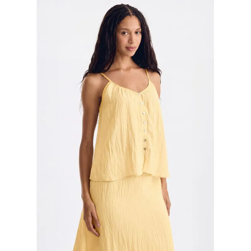 Regata Feminina Decote V Texturizada - Amarelo M