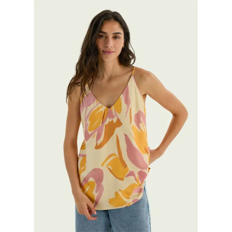 Regata Feminina Estampada Alças Finas - Laranja M