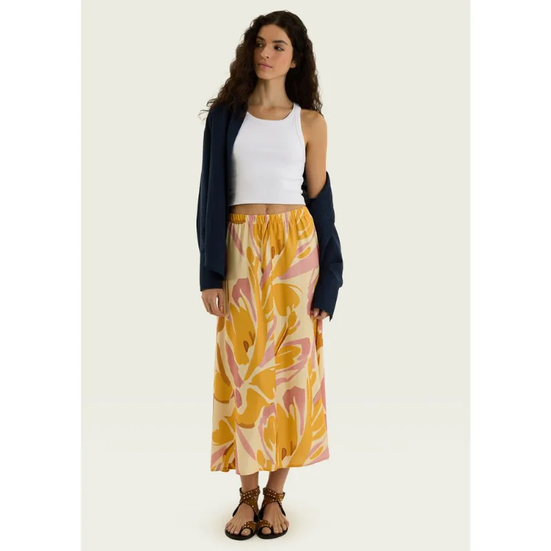 Saia Midi Estampada - Laranja XG