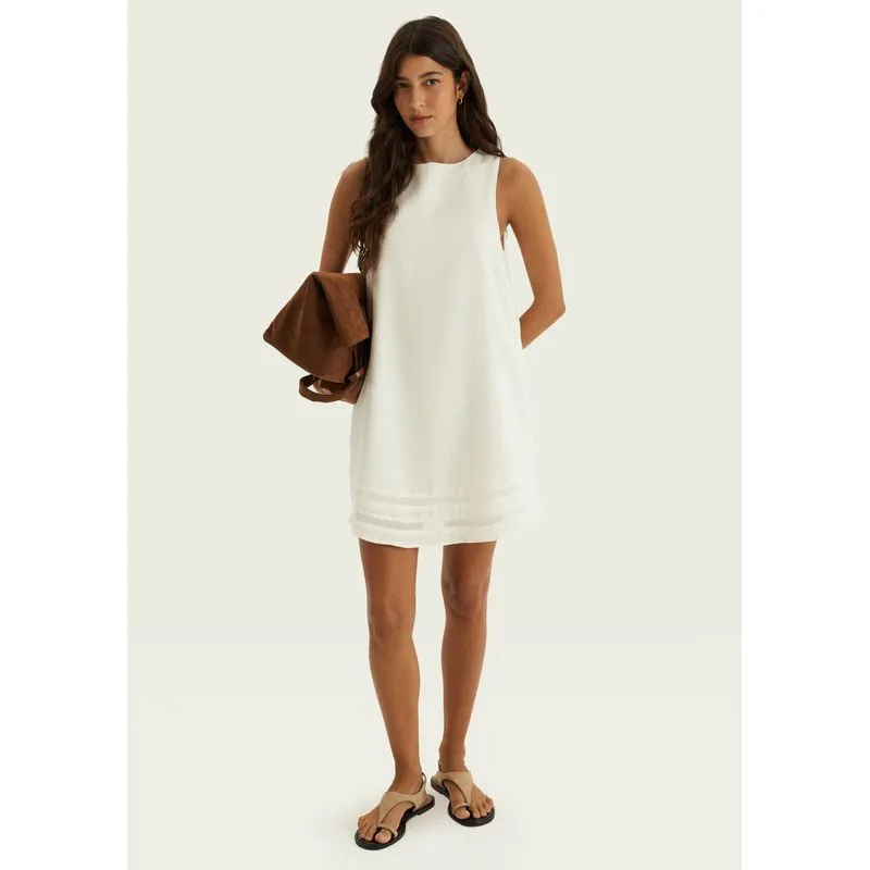 Vestido Curto Alças Médias Com Bordado - Off white M