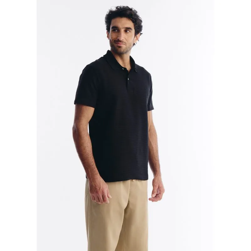 Polo Masculina Manga Curta Texturizada - Preto G