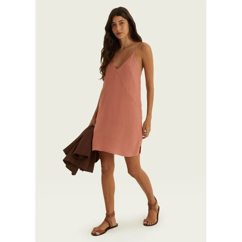 Vestido Curto Trapézio Alças Finas - Rosa P